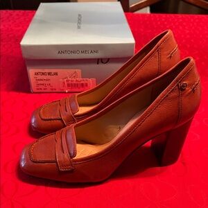 ANTONIO MELANI Honey Leather Block Heels